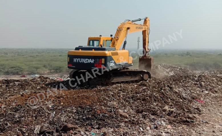 Hyundai Excavator working for Landfill Management – Daya Charan & Company 