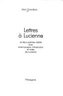Lettres  Lucienne et deux pomes indits