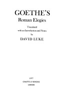 Goethe's Roman elegies