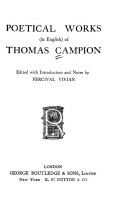 Poetical works (in English) of Thomas Campion