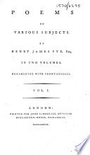 Poems on Various Subjects. By Henry James Pye ..