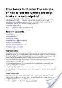 Free Books for Kindle: the Secrets of how to Get the World's Greatest Books for a Radical Price
