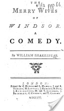The Merry Wives of Windsor. A Comedy